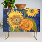 Van Gogh, Five Sunflowers 1888 Artwork Reproduction, Posters, Tshirts, Prints, Bags, Men, Women, Kid Credenza Gallery Image 1