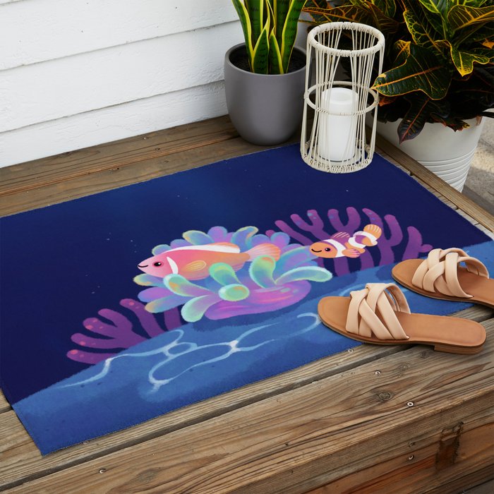 Pink skunk clownfish Outdoor Rug Gallery Image 2