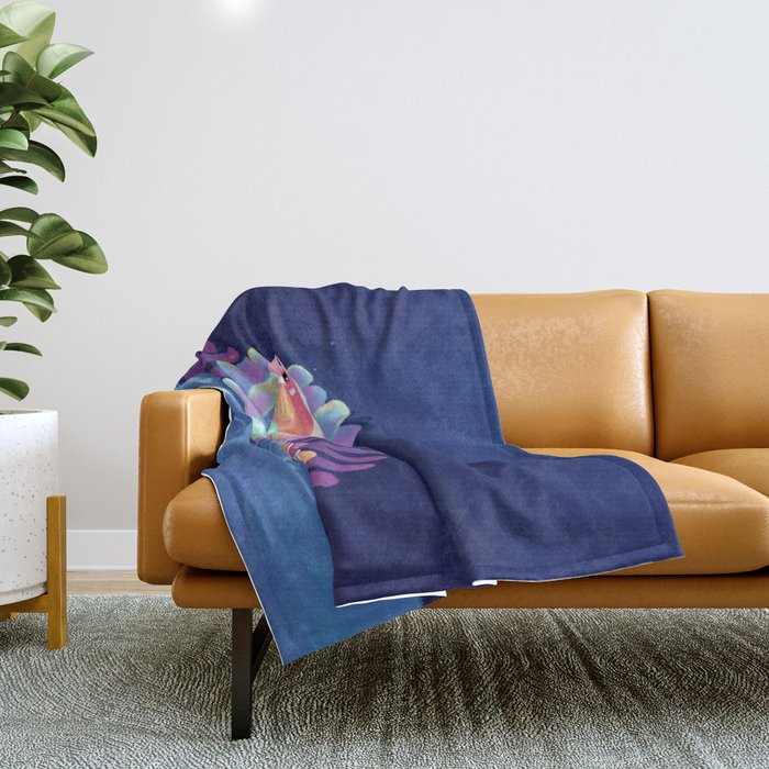 Pink skunk clownfish Throw Blanket Gallery Image 1