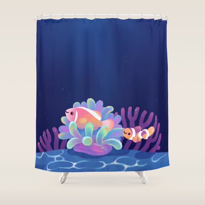 Pink skunk clownfish Shower Curtain Gallery Image 1