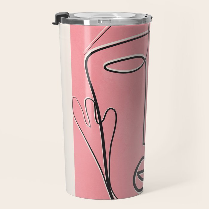 Abstract Face Line Art 02 Travel Mug Gallery Image 3