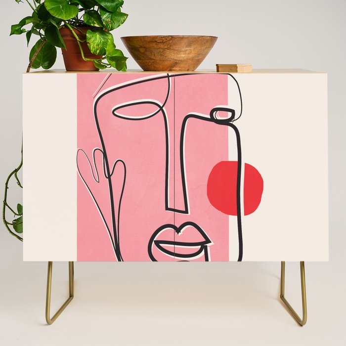 Abstract Face Line Art 02 Credenza Gallery Image 1