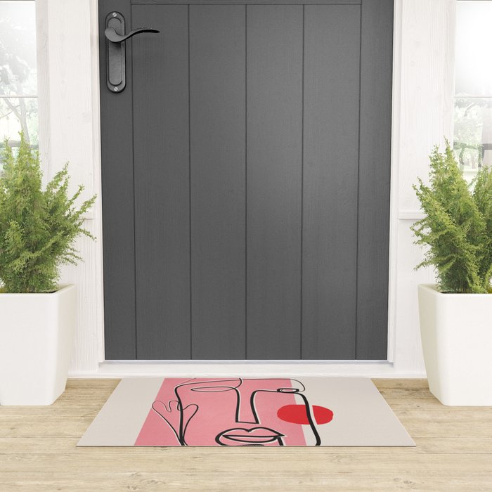 Abstract Face Line Art 02 Welcome Mat Gallery Image 3