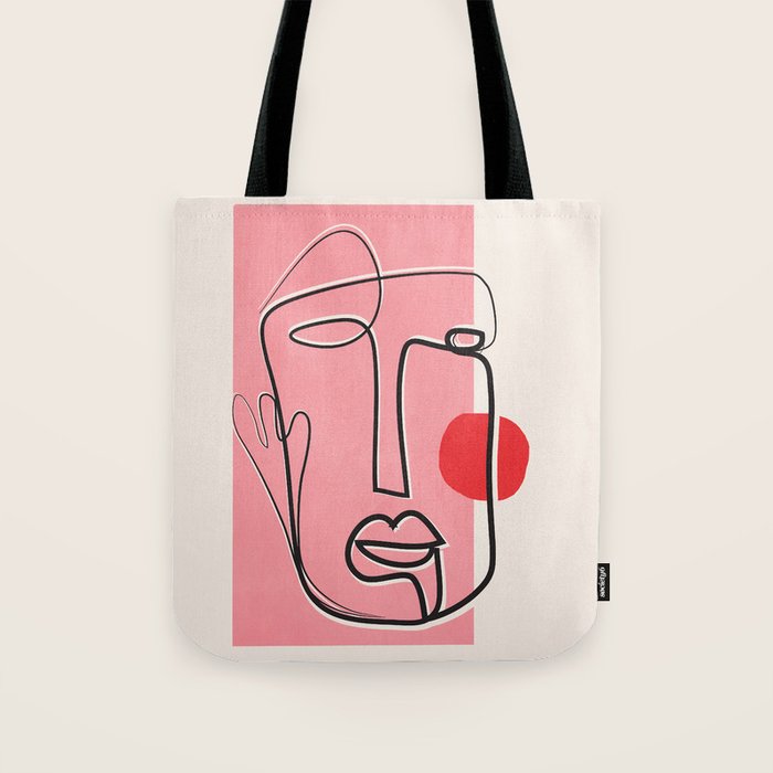 Abstract Face Line Art 02 Tote Bag Gallery Image 1