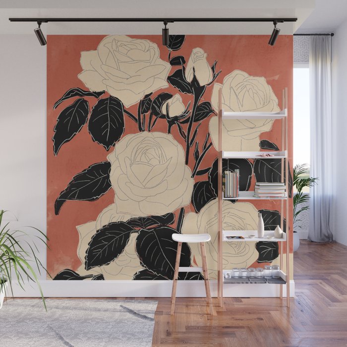 White Roses 4 Wall Mural Gallery Image 1