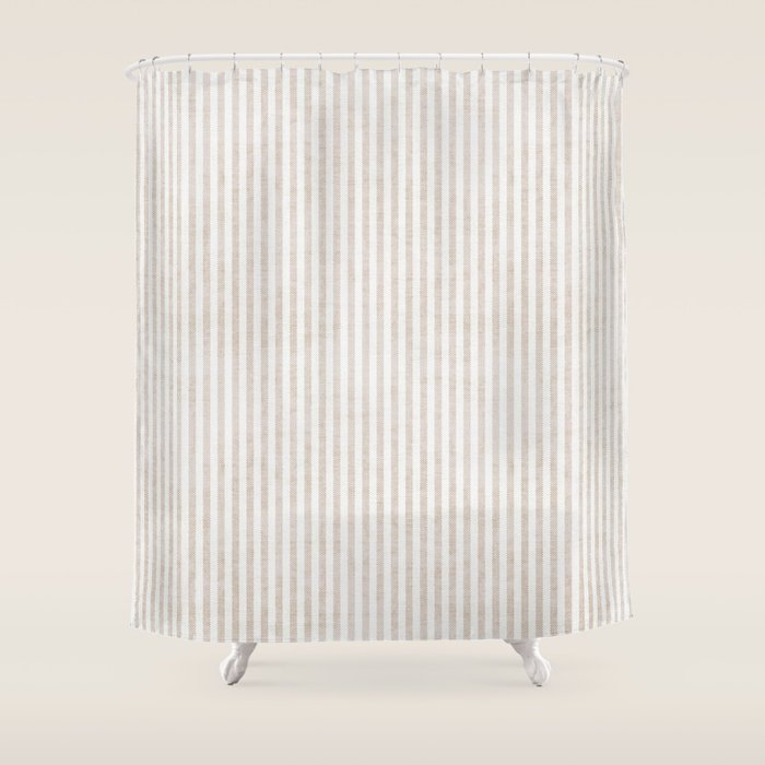  AEGEAN WIDE TICKING STRIPE JUTE Shower Curtain Gallery Image 1