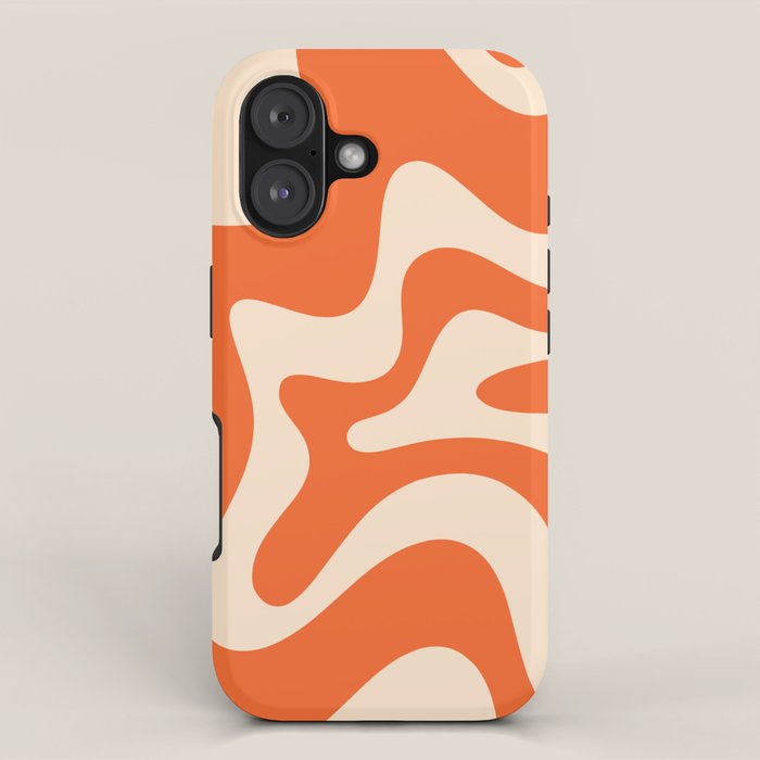 Retro Liquid Swirl Abstract Pattern Square in Tangerine Orange and Peach iPhone Case Gallery Image 1