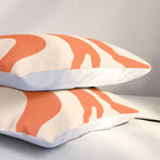 Retro Liquid Swirl Abstract Pattern Square in Tangerine Orange and Peach Pillow Sham Gallery Image 3