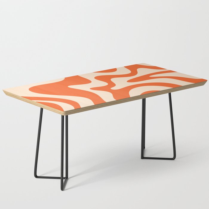 Retro Liquid Swirl Abstract Pattern Square in Tangerine Orange and Peach Coffee Table Gallery Image 1