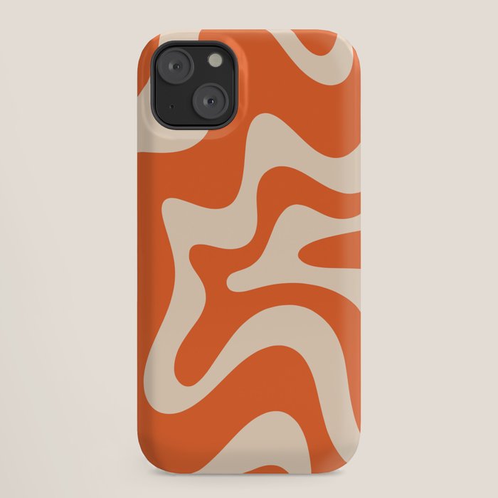 Retro Liquid Swirl Abstract Pattern Square in Tangerine Orange and Peach iPhone Case Gallery Image 18