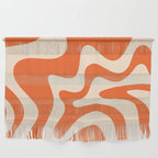 Retro Liquid Swirl Abstract Pattern Square in Tangerine Orange and Peach Wall Hanging Gallery Image 1