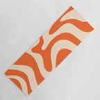 Retro Liquid Swirl Abstract Pattern Square in Tangerine Orange and Peach Yoga Mat Gallery Image 1