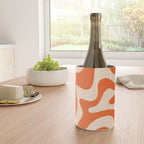 Retro Liquid Swirl Abstract Pattern Square in Tangerine Orange and Peach Wine Chiller Gallery Image 4