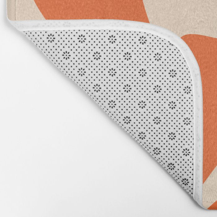 Retro Liquid Swirl Abstract Pattern Square in Tangerine Orange and Peach Bath Mat Gallery Image 2