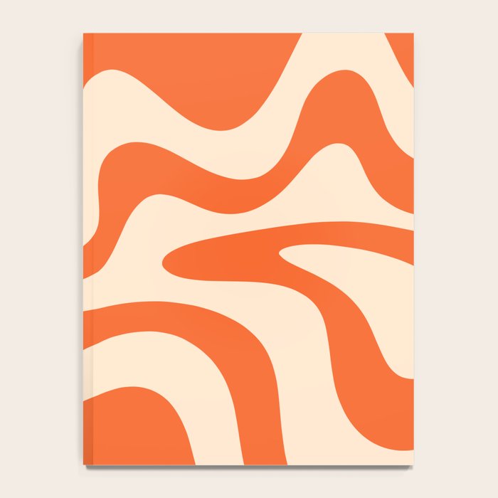 Retro Liquid Swirl Abstract Pattern Square in Tangerine Orange and Peach Notebook Gallery Image 4