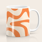 Retro Liquid Swirl Abstract Pattern Square in Tangerine Orange and Peach Coffee Mug Gallery Image 1