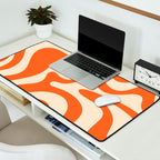 Retro Liquid Swirl Abstract Pattern Square in Tangerine Orange and Peach Desk Mat Gallery Image 2