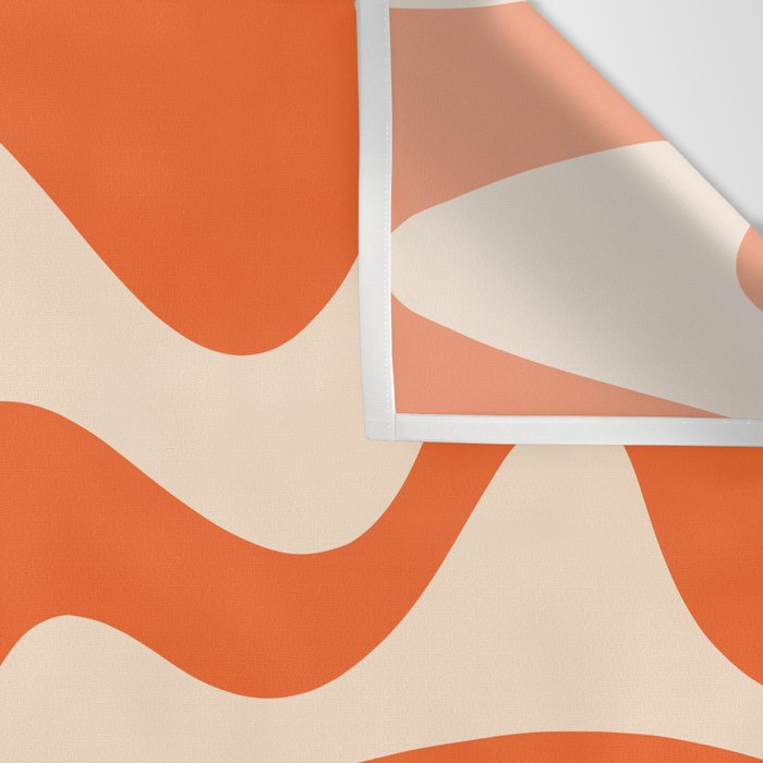 Retro Liquid Swirl Abstract Pattern Square in Tangerine Orange and Peach Wall Tapestry Gallery Image 3