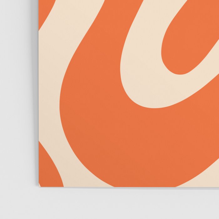 Retro Liquid Swirl Abstract Pattern Square in Tangerine Orange and Peach Poster Gallery Image 3