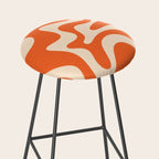 Retro Liquid Swirl Abstract Pattern Square in Tangerine Orange and Peach Stool Gallery Image 2