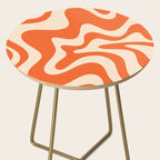 Retro Liquid Swirl Abstract Pattern Square in Tangerine Orange and Peach Side Table Gallery Image 2