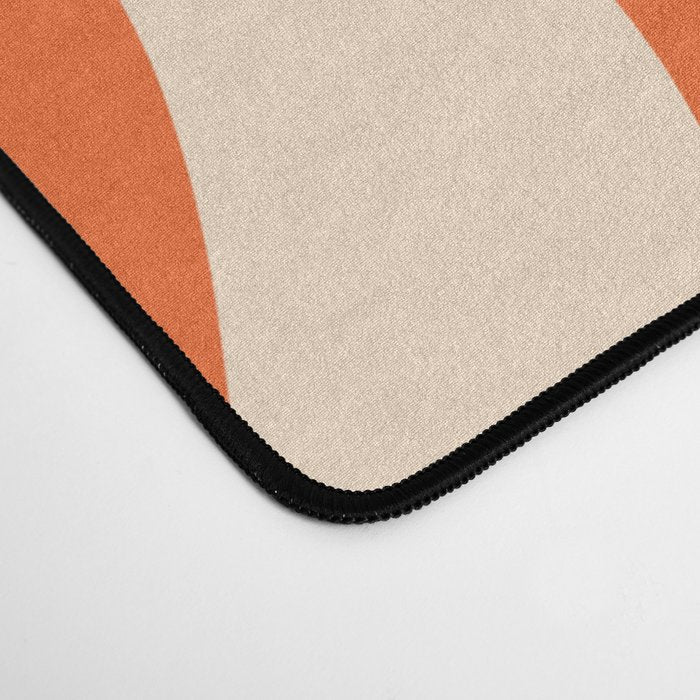 Retro Liquid Swirl Abstract Pattern Square in Tangerine Orange and Peach Desk Mat Gallery Image 4