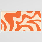 Retro Liquid Swirl Abstract Pattern Square in Tangerine Orange and Peach Desk Mat Gallery Image 3