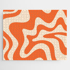 Retro Liquid Swirl Abstract Pattern Square in Tangerine Orange and Peach Jigsaw Puzzle Gallery Image 1