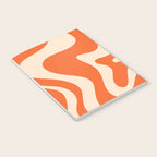 Retro Liquid Swirl Abstract Pattern Square in Tangerine Orange and Peach Notebook Gallery Image 3