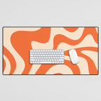 Retro Liquid Swirl Abstract Pattern Square in Tangerine Orange and Peach Desk Mat Gallery Image 1