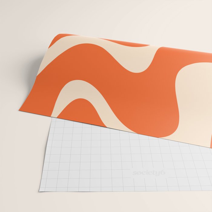 Retro Liquid Swirl Abstract Pattern Square in Tangerine Orange and Peach Wrapping Paper Gallery Image 2