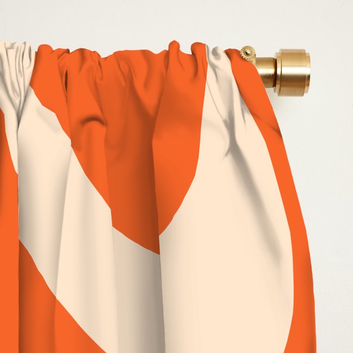 Retro Liquid Swirl Abstract Pattern Square in Tangerine Orange and Peach Window Curtain Gallery Image 2
