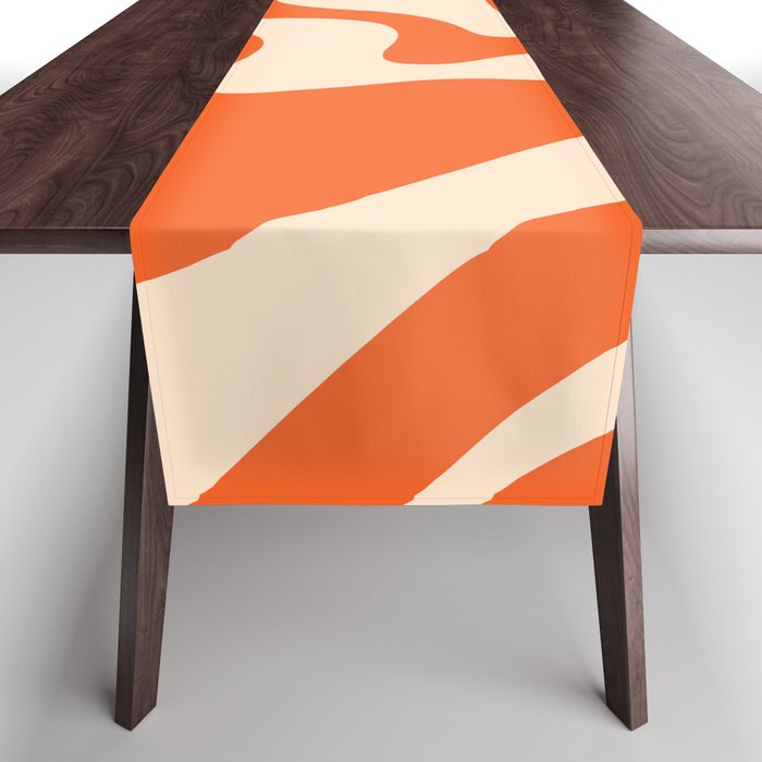 Retro Liquid Swirl Abstract Pattern Square in Tangerine Orange and Peach Table Runner Gallery Image 1
