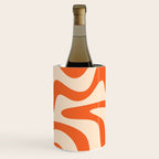 Retro Liquid Swirl Abstract Pattern Square in Tangerine Orange and Peach Wine Chiller Gallery Image 3
