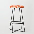 Retro Liquid Swirl Abstract Pattern Square in Tangerine Orange and Peach Stool Gallery Image 1
