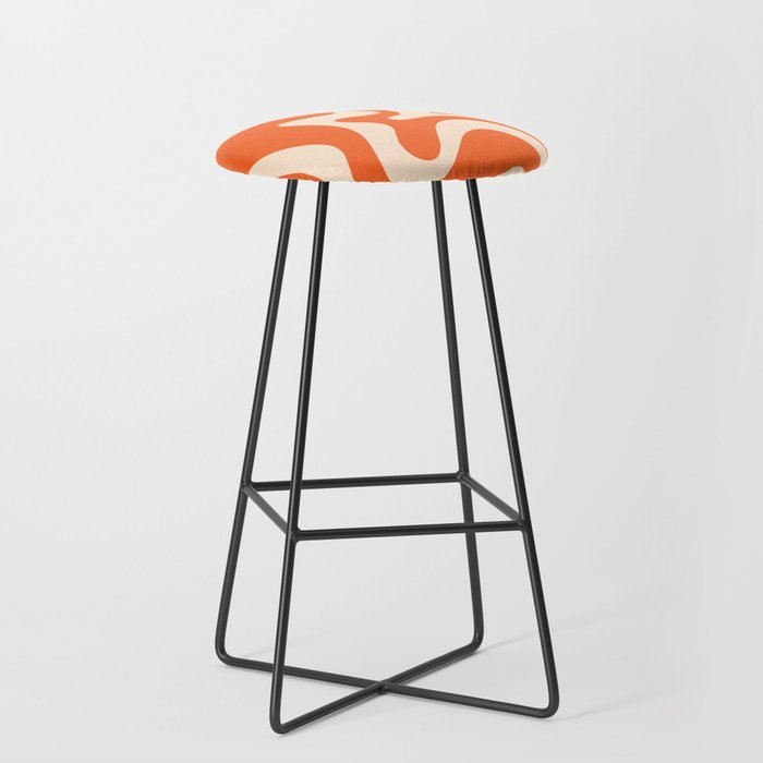 Retro Liquid Swirl Abstract Pattern Square in Tangerine Orange and Peach Stool Gallery Image 1
