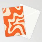 Retro Liquid Swirl Abstract Pattern Square in Tangerine Orange and Peach Stationery Card Gallery Image 2