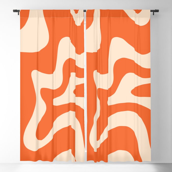 Retro Liquid Swirl Abstract Pattern Square in Tangerine Orange and Peach Window Curtain Gallery Image 5