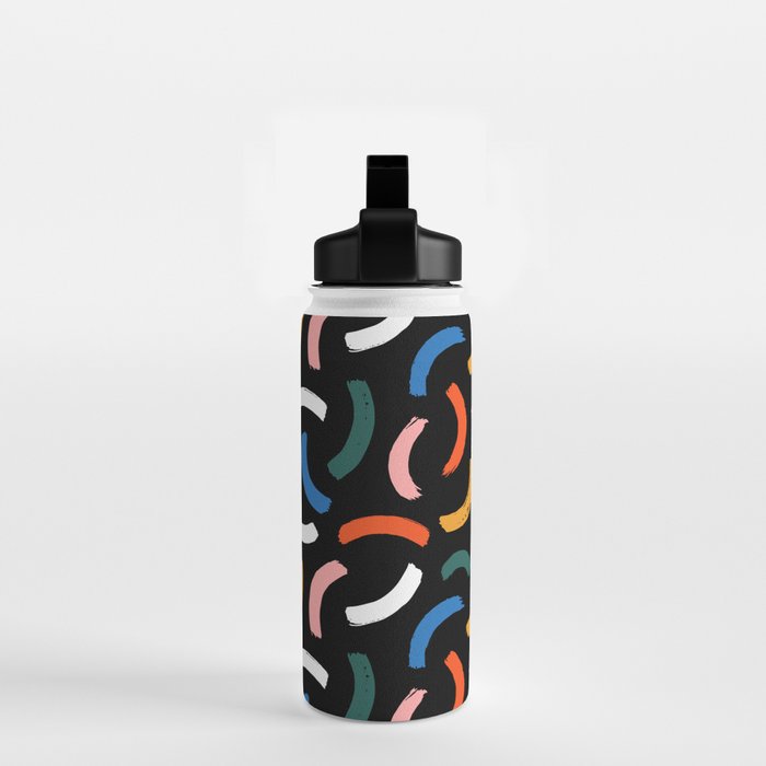 Colorful paint brush stroke line art pattern Water Bottle Gallery Image 2
