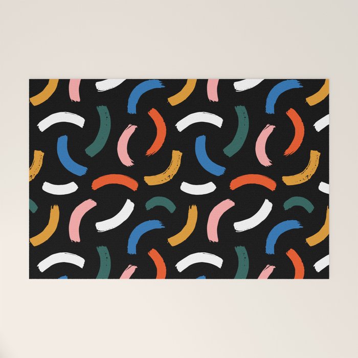 Colorful paint brush stroke line art pattern Welcome Mat Gallery Image 1