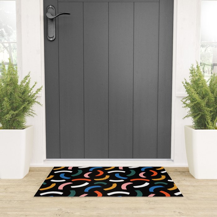 Colorful paint brush stroke line art pattern Welcome Mat Gallery Image 3