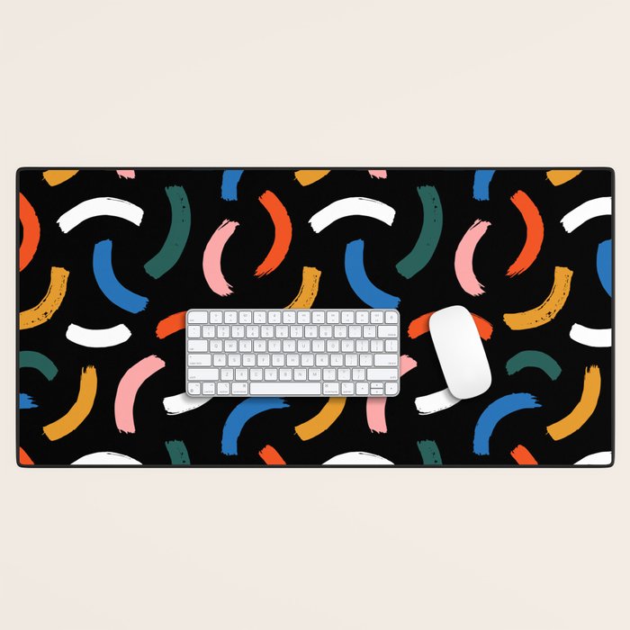 Colorful paint brush stroke line art pattern Desk Mat Gallery Image 1