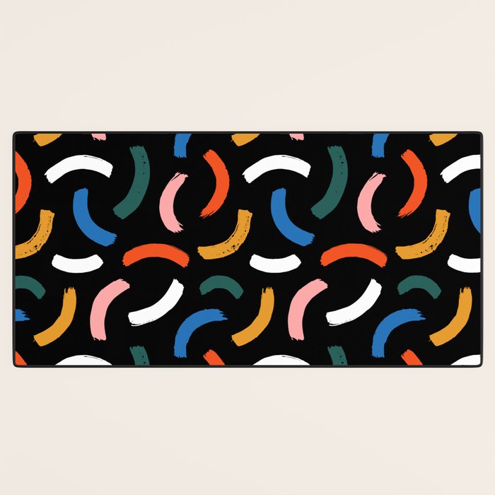 Colorful paint brush stroke line art pattern Desk Mat Gallery Image 3