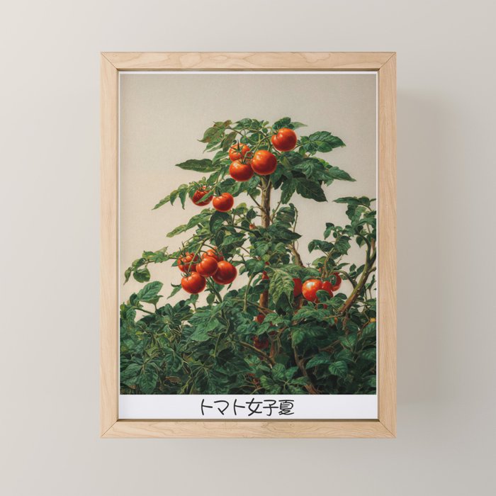 Japandi Wall Art Tomato Girl Summer Japanese Art Botanical Wall Art Sage Green Poster Maximalist Art Mini Art Print Gallery Image 1