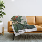 Japandi Wall Art Tomato Girl Summer Japanese Art Botanical Wall Art Sage Green Poster Maximalist Art Throw Blanket Gallery Image 1