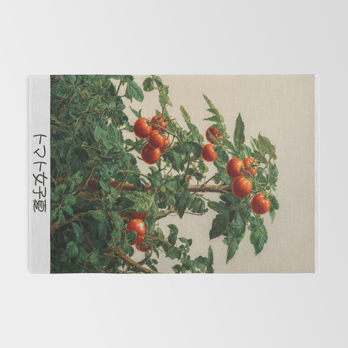 Japandi Wall Art Tomato Girl Summer Japanese Art Botanical Wall Art Sage Green Poster Maximalist Art Rug Gallery Image 2