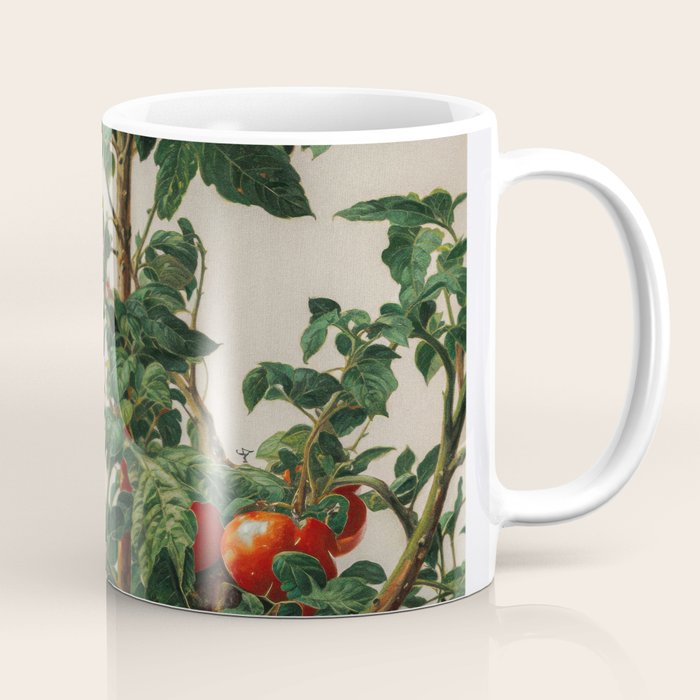 Japandi Wall Art Tomato Girl Summer Japanese Art Botanical Wall Art Sage Green Poster Maximalist Art Coffee Mug Gallery Image 1