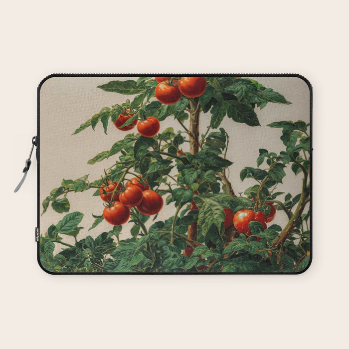 Japandi Wall Art Tomato Girl Summer Japanese Art Botanical Wall Art Sage Green Poster Maximalist Art Laptop Sleeve Gallery Image 1