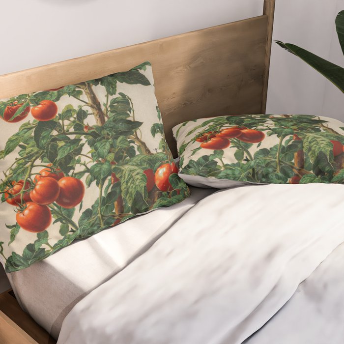 Japandi Wall Art Tomato Girl Summer Japanese Art Botanical Wall Art Sage Green Poster Maximalist Art Pillow Sham Gallery Image 2