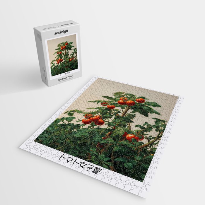 Japandi Wall Art Tomato Girl Summer Japanese Art Botanical Wall Art Sage Green Poster Maximalist Art Jigsaw Puzzle Gallery Image 2